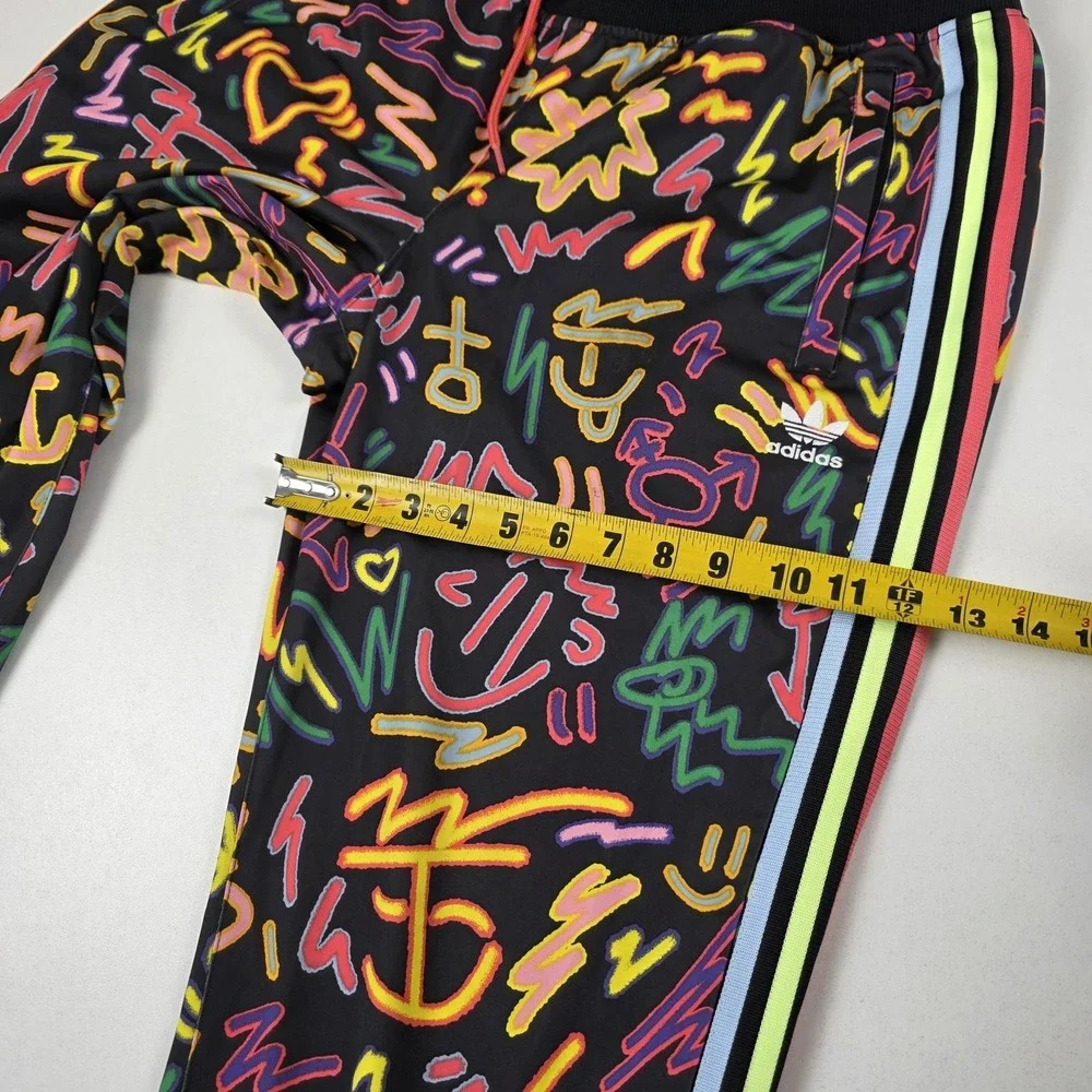 Adidas Track Pants Mens Large Multicolor Scribble Print Joggers Side Stripe - Picture 11 of 14